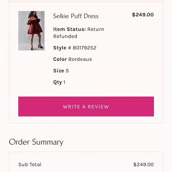 Silkie puff dress, size S, color bordeaux - Picture 9 of 11